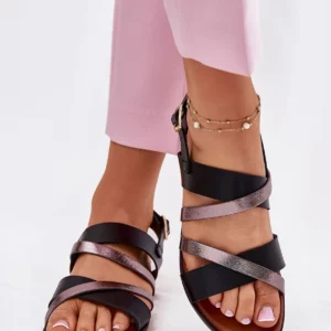 sandales femme simili cuir écologique plates talonplat brides tressées boucle réglable cheville noir bronze rosé semelle marron confort quotidien