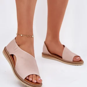 Sandales femme Artiker cuir naturel suédé blush mule bout ouvert découpe latérale minimaliste semelle crantée compensée intérieure amortissante